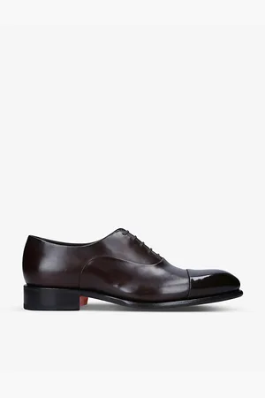 santoni Carter Patent-Toe Leather Oxford Shoes