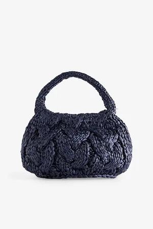 J.W.Anderson Womens Cable-Knit Small Raffia Top-Handle Bag