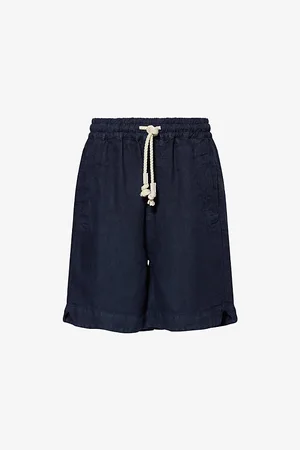 ELEVENTY Mens Welt-Pockets Drawstring Linen Shorts
