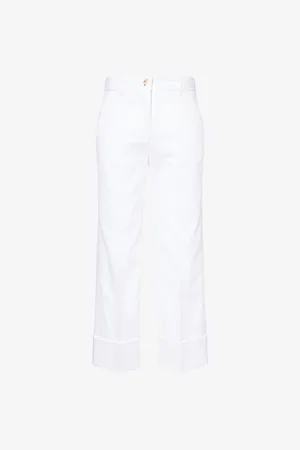 ME AND EM Womens Am Pm Turn-Up Cuffs Cotton-Blend Trousers