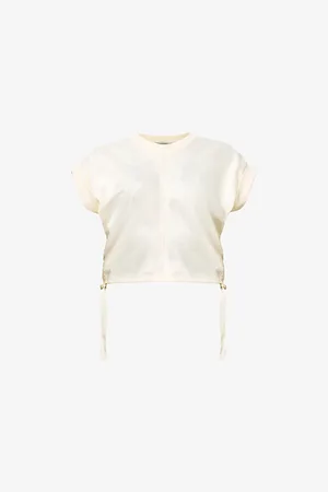 AllSaints Womens Mira Cropped Stretch-Satin Top
