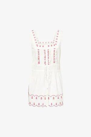 Damson Madder Womens Amaya Embroidered Cotton-Poplin Mini Dress
