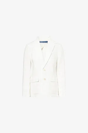 Ralph Lauren Womens Two Flap-Pockets Notch-Lapels Linen Blazer