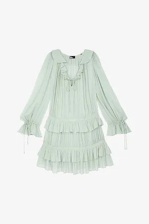 The Kooples Womens Long-Sleeve Ruffled Woven Mini Dress