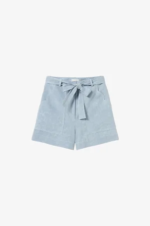 Claudie Pierlot Womens Belted Denim-Look Woven Shorts