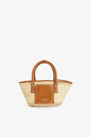 Jacquemus Womens Le Petit Panier Natural Palm Tote Bag