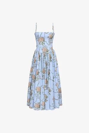House Of Cb Womens Ysabella Floral-Print Stretch-Cotton Midi Dress