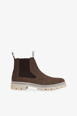 Reiss Mens Garry Contrast-Sole Nubuck Leather Chelsea Boots