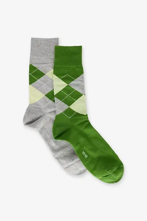 Burlington Mens Argyle-Pattern Pack Of Two Stretch Cotton-Blend Socks