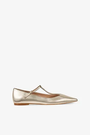 LK Bennett Womens Drew Metallic Leather T-Bar Flats