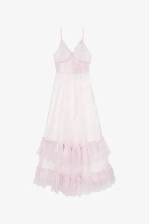 The Kooples Womens Faded Paisley-Print Ruffled Tulle Maxi Dress