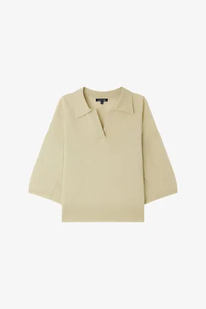 Soeur Womens Elton Polo-Collar Short-Sleeve Wool Jumper