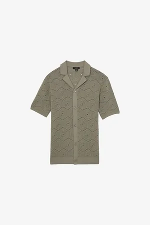 Reiss Mens Royce Pointelle Short-Sleeve Cotton Shirt
