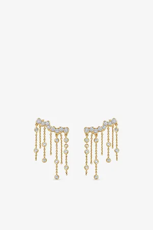 ASTLEY CLARKE Womens Asteri 14ct Yellow-Gold and 0.84ct Diamond Chain Crawler Earrings