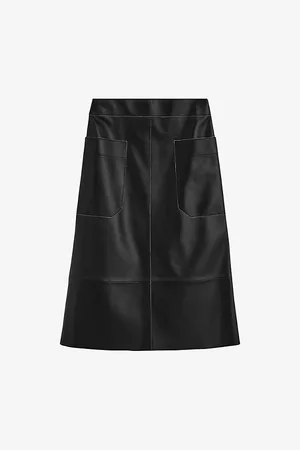 Joseph Womens Blomfield Side-Pocket Leather Midi Skirt