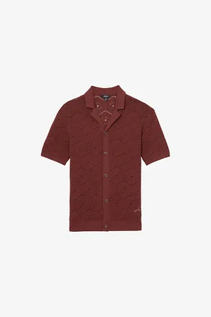 Reiss Mens Royce Pointelle Short-Sleeve Cotton Shirt