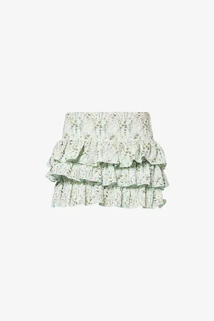 Gracejacob Womens Dahlia Ruffled Woven Mini Skirt