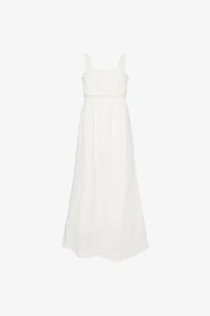 POSSE Womens Grace Lace-Trim Shift Ramie Midi Dress