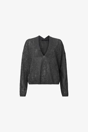 AllSaints Womens Kaito V-Neck Jacquard Knitted Jumper