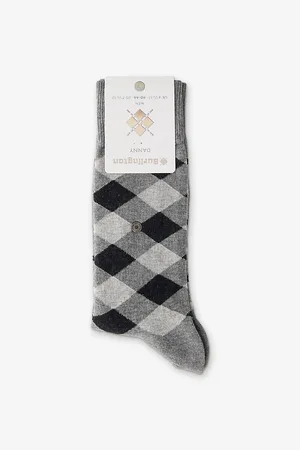 Burlington Mens Danny Argyle-Pattern Stretch Cotton-Blend Socks