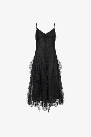 DAVID KOMA Womens V-Neck Lace Midi Dress