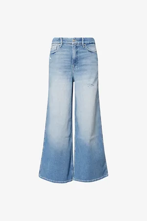 GOOD AMERICAN Womens Good Skate Crop-Leg Stretch-Denim Blend Jeans