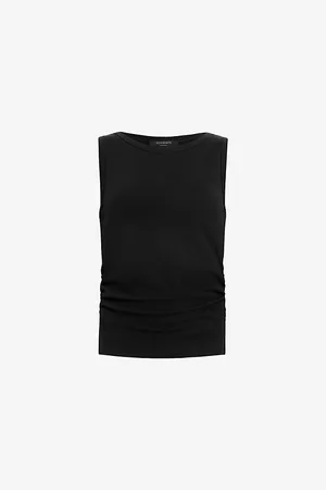 AllSaints Womens Katarina Straight-Neck Sleeveless Cotton Tank