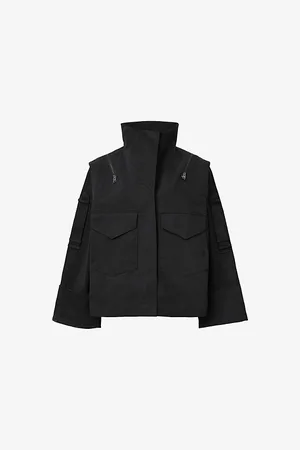 AllSaints Womens Leighton Stand-Collar Long-Sleeve Cotton Jacket