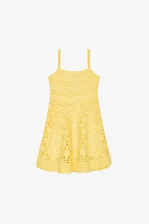 Maje Womens Sleeveless Sunburst-Pattern Cotton-Crochet Mini Dress