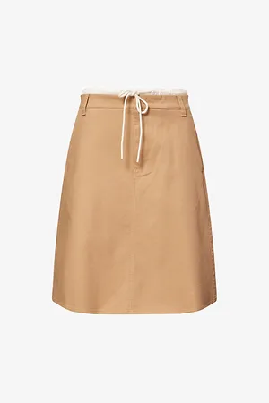 Vince Womens Double-Waistband Stretch-Cotton Midi Skirt