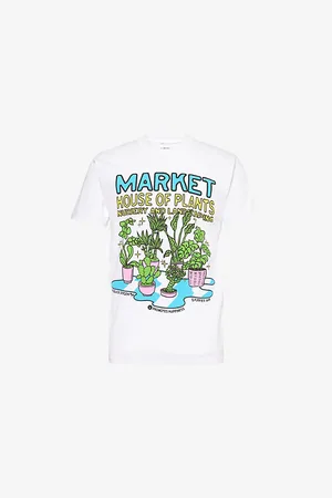MARKET Mens x London Flower Plant Graphic-Print Short-Sleeve Cotton-Jersey T-Shirt