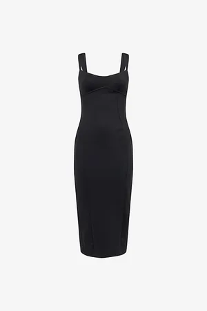 GOOD AMERICAN Womens Scuba Adjustable-Straps Stretch-Woven Midi Dress