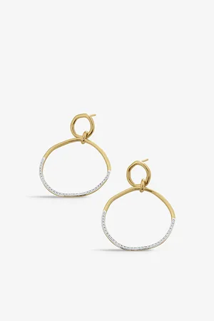 Monica Vinader Womens Riva Ripple Recycled 18ct Yellow -Plated Vermeil Sterling-Silver and 0.17ct Pavé Diamonds Cocktail Earrings