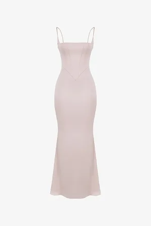 House Of Cb Womens Olivette Corset Satin Maxi Dress