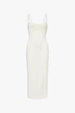 GOOD AMERICAN Womens Crystal Scuba Stretch-Woven Midi Dress