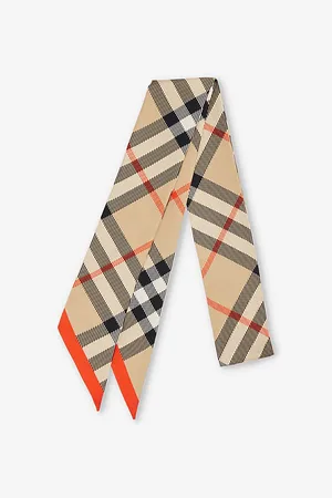 Burberry Womens Check-Print Silk Scarf