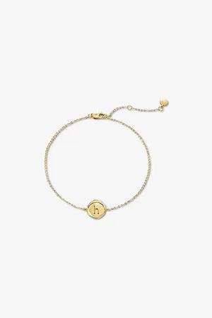 Monica Vinader Womens Mini Initial H Stamp 14ct Yellow- Bracelet