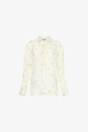 Ganni Womens Floral-Print Long-Sleeve Woven Shirt
