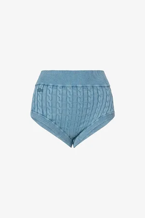 Lacoste Womens Vintage-Wash Cable-Knit Cotton Briefs