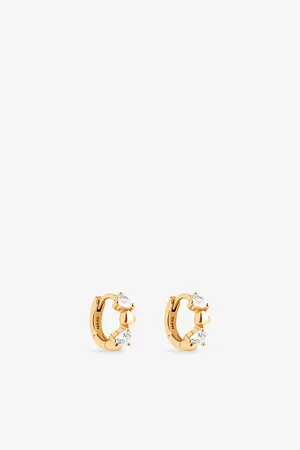 Astrid & Miyu Womens Heart Crystal 18ct Yellow -Plated Sterling-Silver and Zirconia Single Hoop Earring