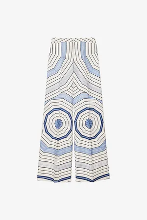 Sandro Womens Spiral-Pattern Wide-Leg Woven Trousers