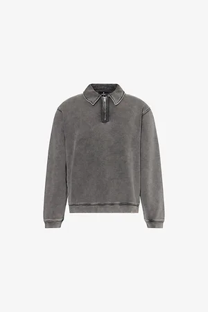 Represent Mens Initial Boxy Oversized Quarter-Zip Cotton-Jersey Sweatshirt