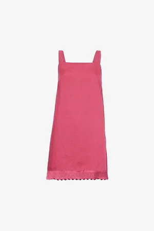 POSSE Womens Grace Broderie-Trim Ramie Mini Dress
