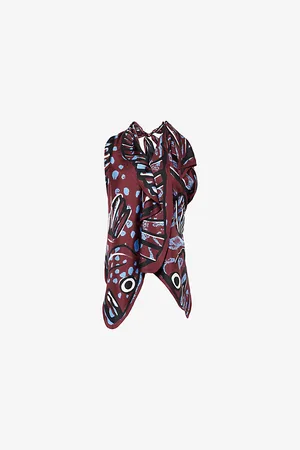 Bottega Veneta Womens Fish Printed Silk-Twill Top
