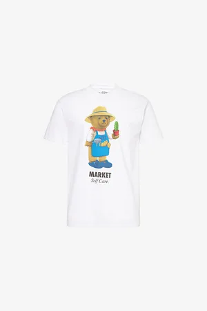 MARKET Mens x London Flower Bear Graphic-Print Short-Sleeve Cotton-Jersey T-Shirt