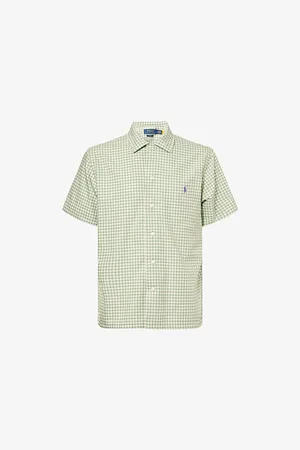 Ralph Lauren Mens Vaycay Gingham-Print Short-Sleeve Cotton Shirt