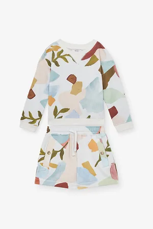 Reiss Jessie Abstract-Print Cotton-Blend Sweatshirt and Shorts Set 9-13 Years