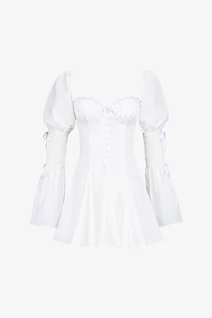 House Of Cb Womens Ellerie Corset-Bodice Stretch-Cotton Mini Dress