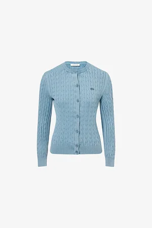 Lacoste Womens Vintage Wash Cable-Knit Cotton Cardigan