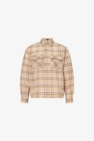 Represent Mens Sheer Flannel Check-Pirnt Woven Shirt